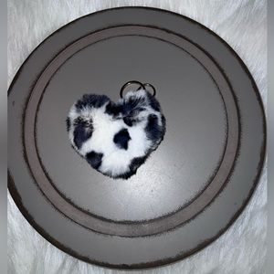 Fuzzy Leopard Print Heart Keychain Bag Charms